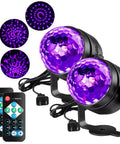 Glow Party Black Light 6W LED Disco Ball Strobe Light Kit With Sound Activated Modes And Remote Rotates 180 Degrees DJ Light