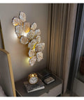 Top Shelf Modern Wall Sconce With Chill Ambient Glow For Living Room And Bedroom Background Decoration Built Like A Tank Perfect For TVs And Snug Spaces, leaf design, mounted near bedside.
