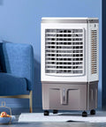 Portable Ice Cooling Evaporative Air Cooler With Three Speed Settings Kills The Humidity And Keeps You Cool As A Cucumber on wheels