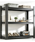 Heavy Duty Garage Shelving Unit With Three Adjustable Tiers, Steel Storage Rack For Tools And Gear, space-saving organizer