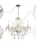 Smoky Gray K9 Crystal Chandelier Modern Ceiling Light Fixture With 6 Lights Sparkling Crystal Chains And Pendants Glam Home Update