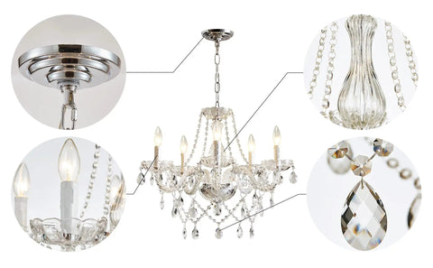 Smoky Gray K9 Crystal Chandelier Modern Ceiling Light Fixture With 6 Lights Sparkling Crystal Chains And Pendants Glam Home Update