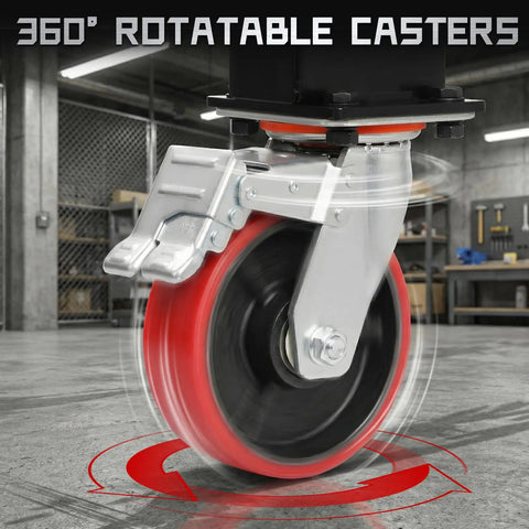360-degree rotatable caster wheel of Ridiculously Strong 3 Ton Gantry Crane, Portable Shop Hoist with Wheels.