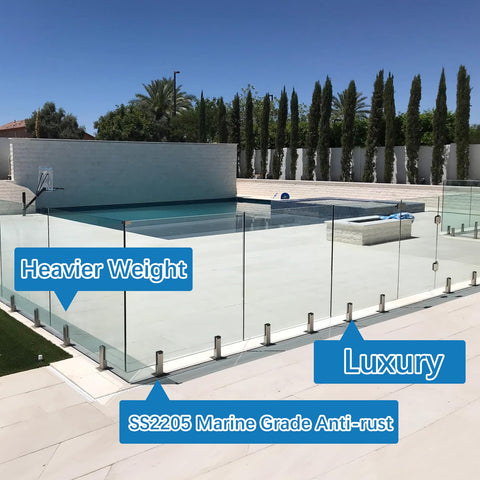 Heavy Duty 2205 Stainless Steel Glass Pool Fence Spigots 4 Pack Marine Grade Balustrade Railing Post Clamps for Balcony and Deck.