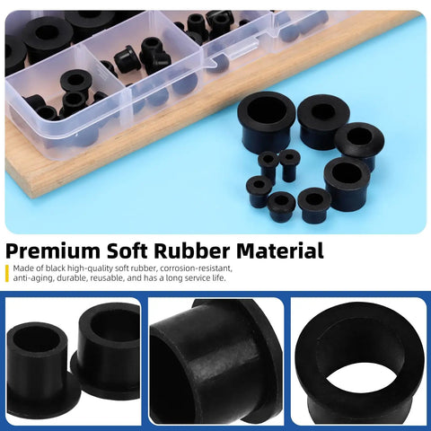 72 Piece Rubber Grommet Set T Type Small Top Hat Grommets Waterproof for Wire Holes in storage box