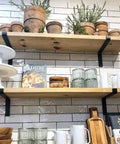 Heavy-Duty Shelf Brackets Set With Lip, Construction-Grade One Quarter Inch Steel, Matte Black Iron Finish, 7.25x6 Inch, Rustic Style