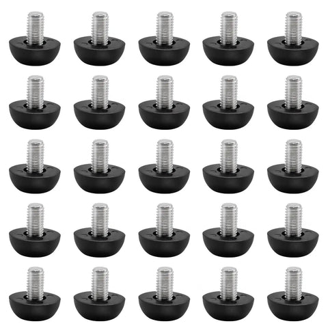25 Pack Adjustable M8 Furniture Leg Levelers Featuring Durable Stainless Steel Bodies And Cushioned Nylon Bases To Kick Wobbly Tables Chairs Flat Plus Fast Screw Installation For A Rock Solid Scratch Free Finish Today with rubber pads.