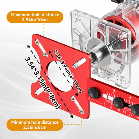 Heavy Duty Aluminum 4 In 1 Router Milling Jig For Zero Hassle Grooves And Flawless Circle Cuts with adjustable measurement scales.