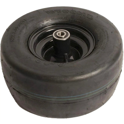 Rock Solid Caster Wheel Setup Fits Hustler Raptor X54 And XL54 Mowers with 11X6 pneumatic tire showing sealed bearing hub.