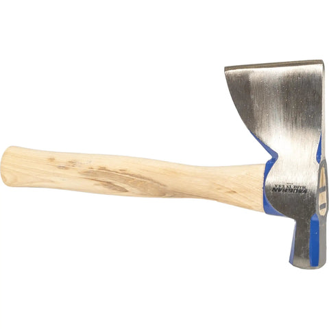 22 Ounce Half Hatchet With Hickory Handle, Drop-Forged And Heat Treated Head, Rust-Resistant For Pros, Built For Construction Trades And Handymen, Made In USA VN20520, side view of polished head and handle.