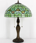 Tiffany Style Stained Glass Table Lamp 16 Inch Shade, 24 Inch Tall With Antique Bronze Base, UL Listed Reading Light, Pull Chain