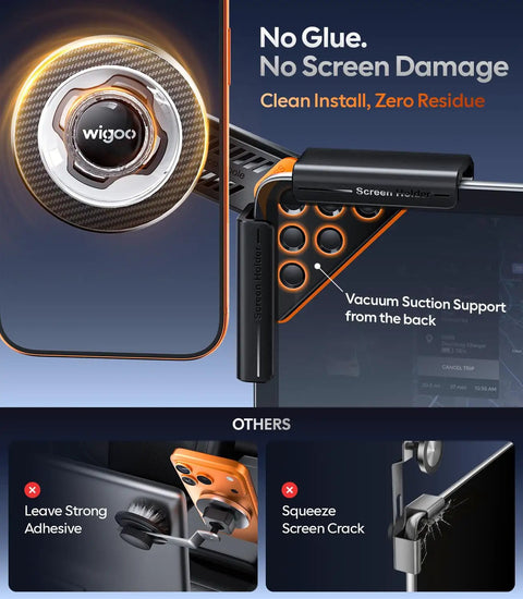 Magnetic Phone Mount For Tesla Models 3 Y S X With Screen Side Vacuum Base And Extendable Arm No Glue Strong Magnet No Obstructed View Works With MagSafe IPhone 17 To 12 And Most Android Devices showcasing installation on car screen