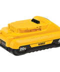 20V Max 4Ah Lithium Ion Battery 2 Pack DCB240-2 for 20V power tools, single yellow battery pack shown from side angle