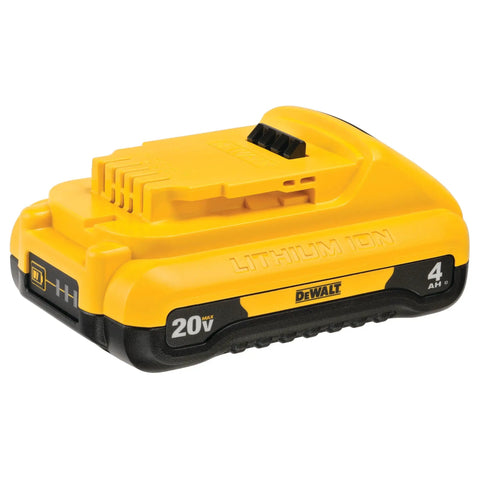 20V Max 4Ah Lithium Ion Battery 2 Pack DCB240-2 for 20V power tools, single yellow battery pack shown from side angle