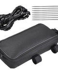 Black accessory bag and cable ties for Turn Your Regular Bike Into a Street Ready E Bike With This 48V 1000W Front Hub Conversion Kit