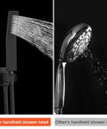 12 Inch Ceiling Mount Shower System With High Pressure Rainfall Shower Head, comparison of matte black vs chrome handheld