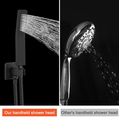 12 Inch Ceiling Mount Shower System With High Pressure Rainfall Shower Head, comparison of matte black vs chrome handheld