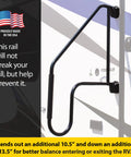 Heavy Duty Rv Grab Bar With Slick Black Aluminum Build Holds Fast During Rough Roads And Keeps Your Footing Locked In Tight, shown mounted on an RV.