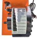 Heavy Duty Electric Hydraulic Hose Crimper 110V control panel with size chart for steel wire hoses and quick change dies.