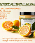Straight Up Beeswax Cutting Board Finish Wax Blended With Carnauba And Fresh Lemon Orange Oils To Nourish Wood Butcher Blocks And Keep Your Kitchen Gear Looking Sharp 3.5 Oz Tin with citrus fruits and jar.