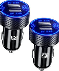 Grab And Go Dual Usb Car Charger With Fast Charge Ports Solid Cigarette Lighter Adapter for dual devices with 5V 2.4A output.