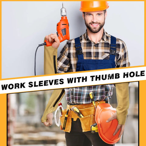 Premium Genuine Cowhide Leather Arm Guards Two Pair Pack Welding Work Sleeves Cut Resistant Construction Site Protector Scratch And Burn Shield For Crew Large