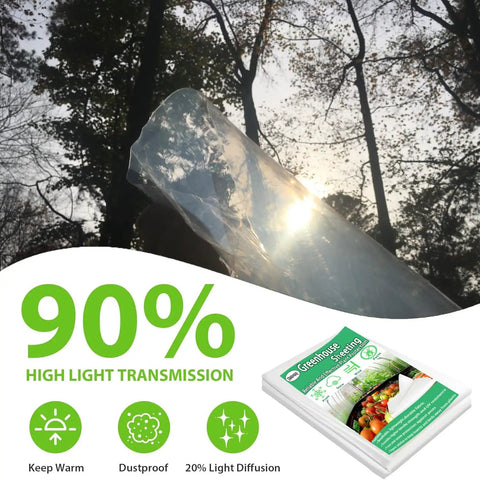 Greenhouse Plastic Sheeting 6 Mil Thick Clear Poly Film For Outdoor Gardens, Waterproof UV Resistant Wind Frost Dust Proof Covering, 6.5 Ft By 10 Ft Durable No Fuss Setup