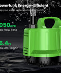 Beast Pool Cover Pump For Above Ground Pools Submersible 1/6 HP Up To 950 GPH 16.4 Ft Lift 10 Ft Hose 23 Ft Cord 2 Adapters Portable