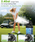 10 Inch Oscillating Misting Fan with 9 Liter Tank and Light, Portable Battery Operated Evaporative Cooler for Golf Carts Porch and Yard Gear, Rechargeable 55 Hour Run Time to Blast The Heat and Keep You Feeling Like a Boss at golf course.