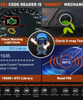 OBD2 Car Diagnostic Tool Scanner For All 1996+ Vehicles Read And Clear Check Engine Codes One-Click I/M Readiness DTC Lookup Live Data