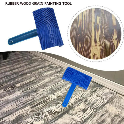 Killer Rubber Wood Graining Paint Roller For Real Deal Faux Finish Wall Texture Job With Extra Long Handle on textured surface.