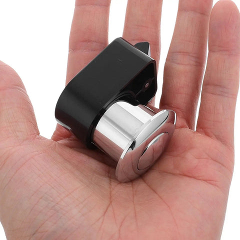 Push Close Door Latch For Cabinets And RV Doors With Advanced Cylinder Tech In Zinc Alloy held in hand for size
