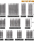 208 Piece Screwdriver Bit Set With Security Bits showing various screwdriver bit sizes and types, labeled for easy identification.