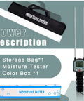 Portable Hay Moisture Tester With Backlit Digital Display, Handy Forage Meter Kit With Bag, Quick Readings For Alfalfa, Leymus Chinensis, And Pennisetum Hydridum, Field Ready Moisture Gauge For Farmers And Ranchers. Handheld meter with bag and box