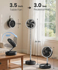 Portable Pedestal Fan With 16000mAh Battery, Up To 74 Hours Runtime, Foldable Oscillating Desk Fan in tabletop and pedestal modes