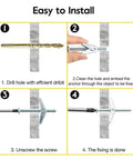 Installation steps for Heavy Duty One Quarter Inch Drywall Anchors and Screws Kit With 20 Toggle Bolts and Wing Nuts