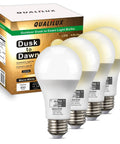 Dusk To Dawn Outdoor A19 LED Bulbs With Auto On Off Photocell Sensor No App Needed 60W Equivalent Warm White 4 Pack