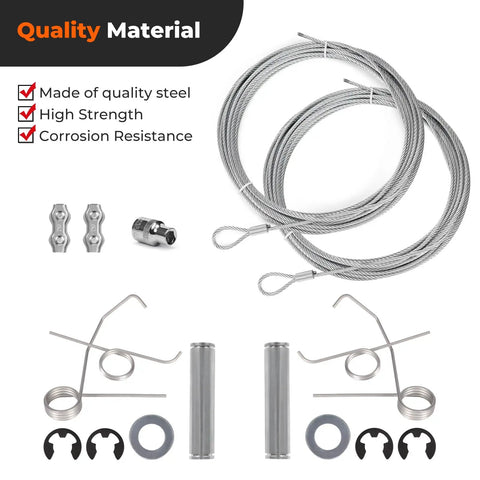 Lift Lock Safety System Kit With Release Cables And Latch Springs Includes Two FJ7595 Cables With Clamps And Two FJ7382 Latch Shaft