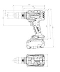 Tough As Nails 18V Cordless Power Drill With Supra SK Drill Chucks And Knockout Torque Gears Plus Antikickback Sensors For Heavy Metal Drilling Jobs Any Day, technical drawing design.