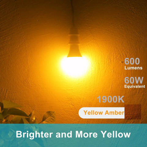 Dusk To Dawn Amber Yellow Bug Light Bulbs Outdoor 1900K Warm 600 Lumen 9.5W E26 Base 4 Pack Auto On Off No App Needed Image