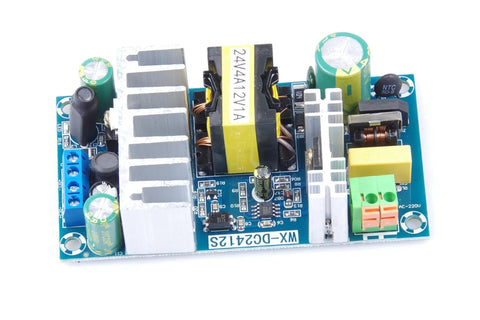 Isolated AC to DC Power Supply Module Dual Output 24V 4A and 12V 1A for Industrial Control Systems with components visible