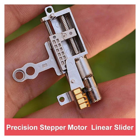 Close-up of 2 Phase 4 Wire 5mm Planetary Gearbox Kit With Stepper Motor Electronic Starter Lifting Actuator with linear screw mechanism.