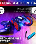 Tornado Red LED Remote Control Car For Kids with controller, USB charging cable, rechargeable battery, 4WD and all-terrain tires