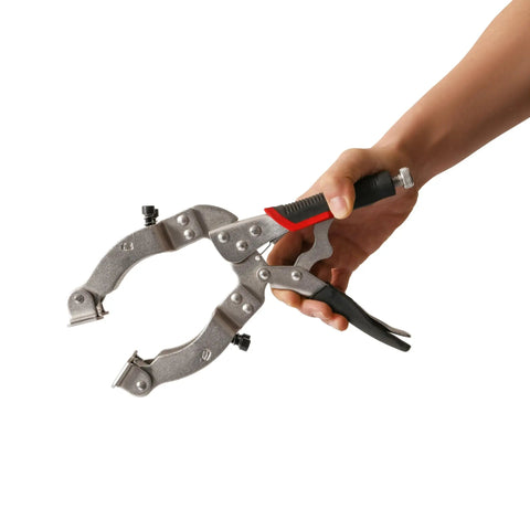 Locking Welding Pipe Pliers Clamp 14 Inch Round Tube Clamp For Welding Metalworking And Woodworking Heavy Duty DIY Projects 1 Pack With Secure Locking Mechanism And Four Pads For Firm Grip For Pros And DIY Folks, hand-held
