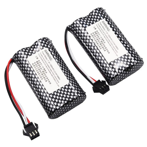 Two Pack 7.4V 1200mAh Li Ion Rechargeable Battery With Black SM 3P Plug Replacement For Older Version RC Trucks 8.88Wh
