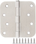 Three Pack Four Inch Brushed Nickel Door Hinges For Interior Cabinets Drawers And Furniture Featuring Smooth Roll Action Rounded Edge Build Heavy Duty Plain Bearing Hardware With Zero Hassle Setup with mounting holes and screws.