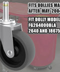 Replacement Casters For Brute Trash Bin Dollies Set Of 5 3 Inch Swivel Stem Wheels With 375 Lbs Capacity Per Set Compatible With FG264000BLA 2640 And 1867534 Models Quick And Secure Install With One And Three Eighths Inch Grip Ring Stem And Seven close-up view