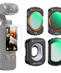 Premium Magnetic Wide Angle Lens And ND CPL Filter Kit For Osmo Pocket 4/3 With Black Diffusion 1/4 And ND2-32 HD Optical Glass