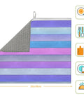 Wood Grain Print Dish Drying Mat 16x18 Inches, Microfiber Super Absorbent Kitchen Counter Pad with colorful stripes and icons.