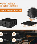 54 Pack Bangin Sound Proof Foam Panels 12x12x1 Inch Quick Recovery Wall Panels dimensions and features